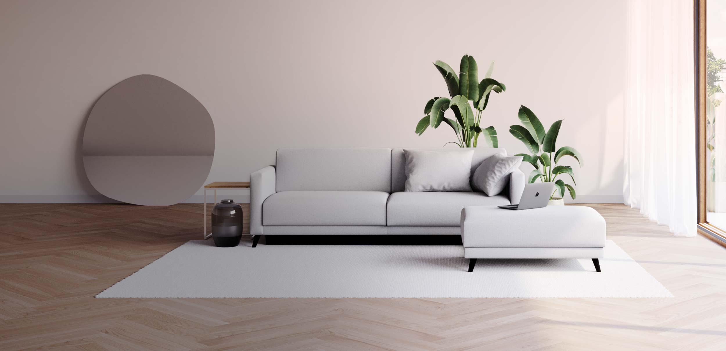 Zweisitzer Sofa FLAYR in grau skandinavischer Stil